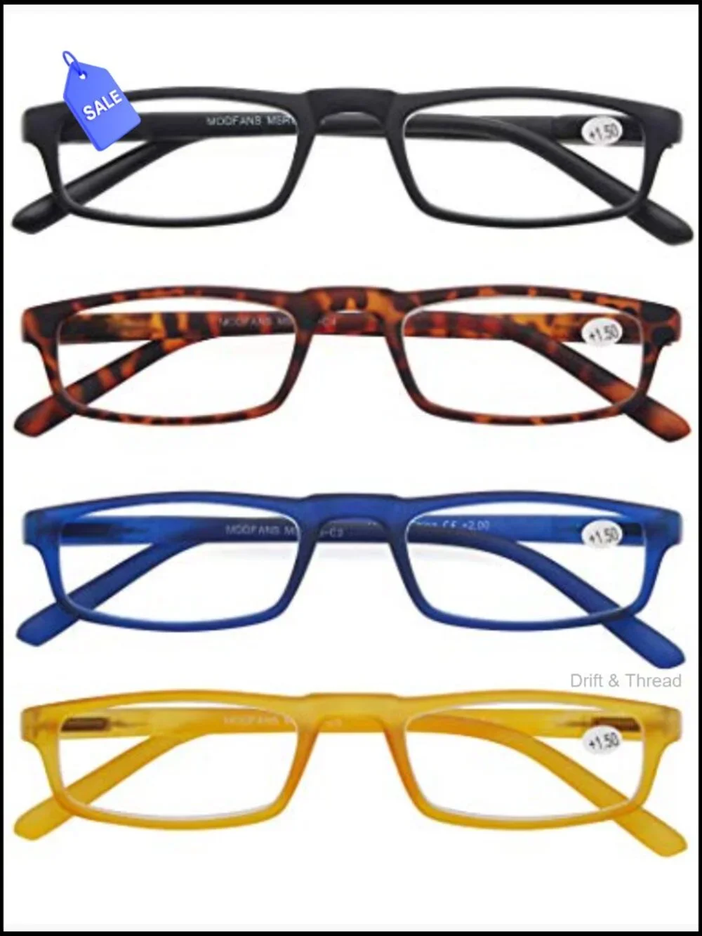 Reading Glasses +2.5 Strength 4 Pack Spring Hinge for Men Women